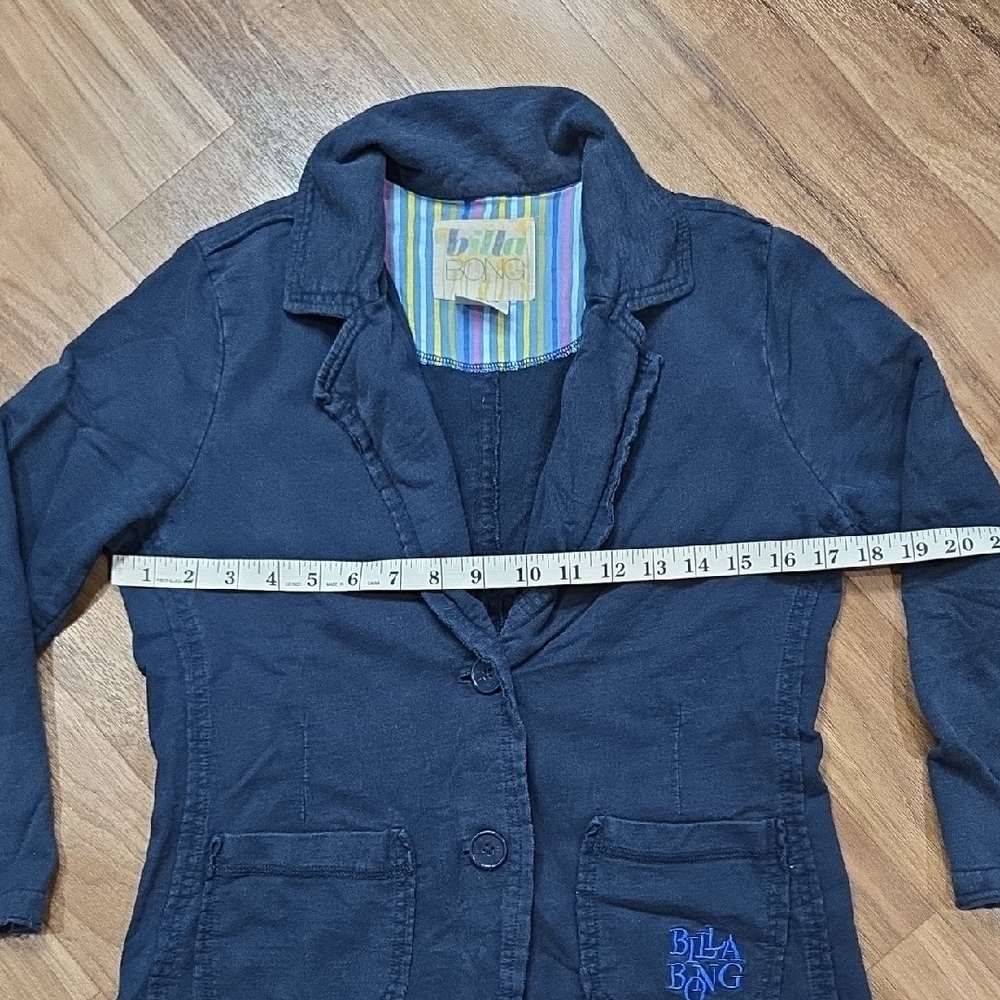 BILLABONG KNIT NAVY BLAZER WITH FRONT POCKETS SIZE LARGE - Picture 9 of 13
